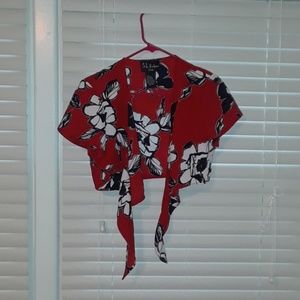 Cropped red tie up top